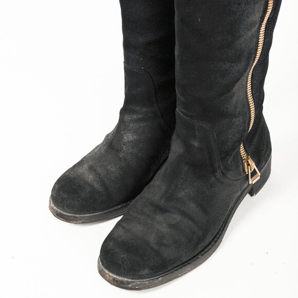 Jimmy Choo Doreen Black Rugged Suede Knee-High Boots - Picture 6 of 11